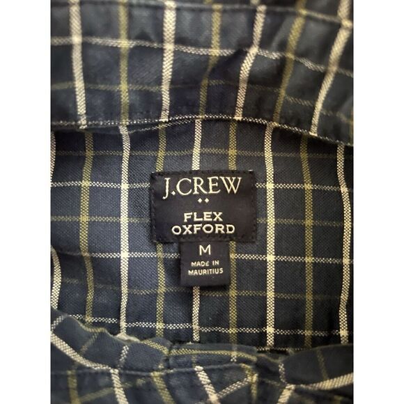 J. Crew Mens Green Checkered Longsleeve Button Size Medium Flex Oxford - Picture 3 of 3